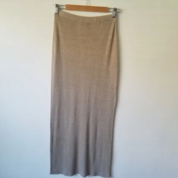 VINTAGE Babette Ballinger 100% Linen Beige Knit Maxi Skirt Size M - Picture 6 of 8